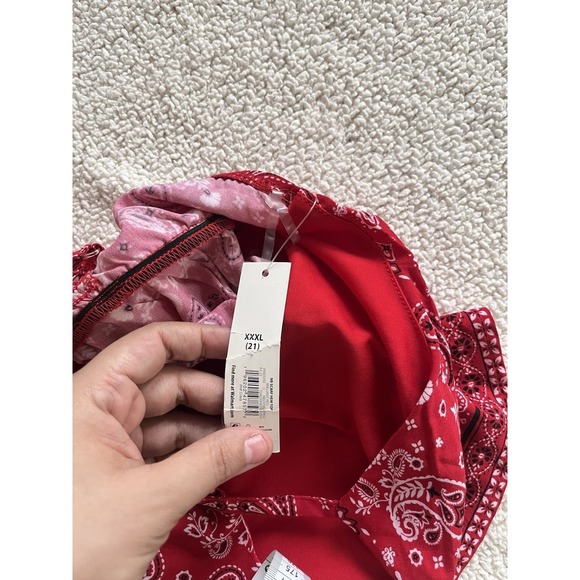 No Boundaries Red Paisley Bandana Top 3X Y2K Boho Festival Summer Casual Chic - Picture 3 of 7